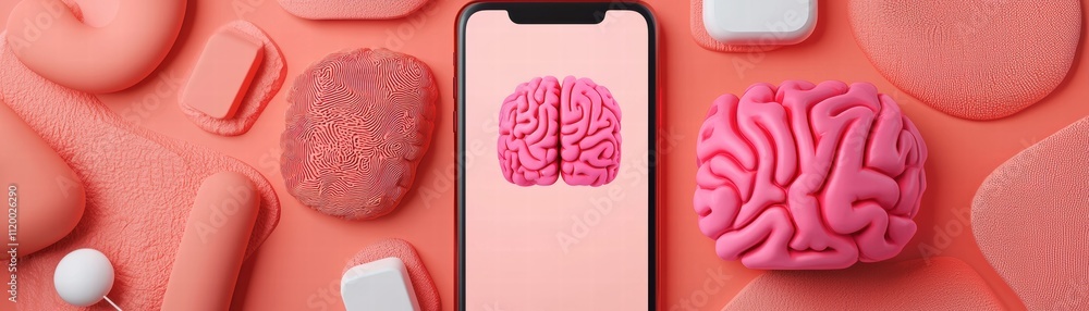 Poster ai-powered mobile app enhancing brain training modern workspace digital visuals engaging perspective