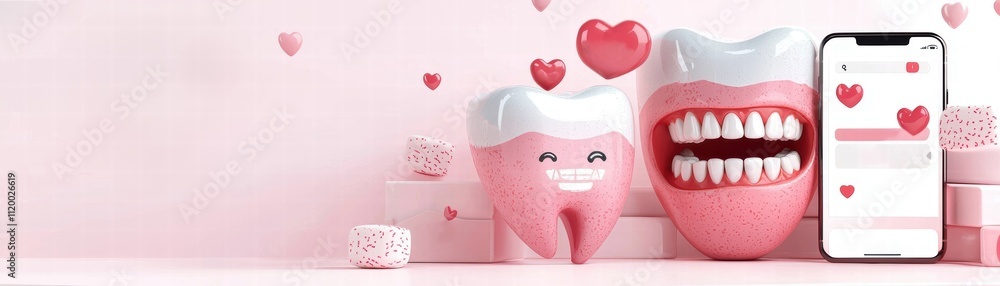 Poster ai-powered mobile app visualizing dental health clean environment engaging design user-friendly expe