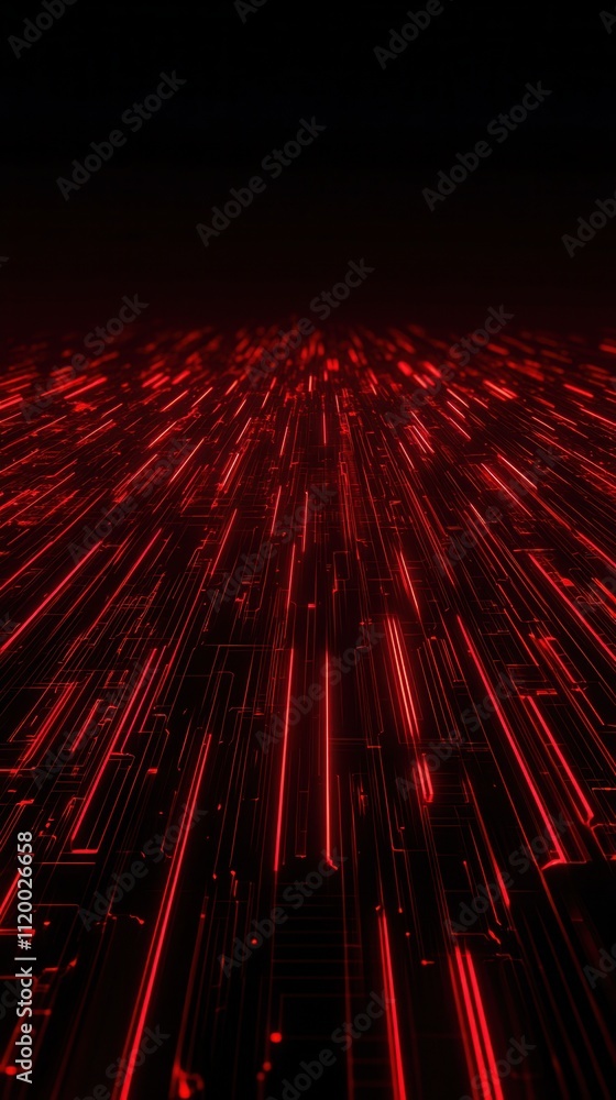 Poster a vibrant red abstract design featuring streaks of light, creating a sense of depth and motion again