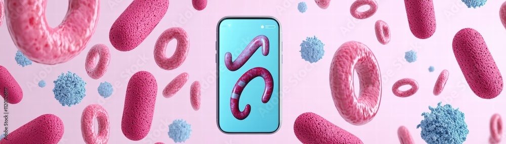Aufkleber ai-powered mobile app for detecting bacteria healthcare innovation digital environment futuristic vi