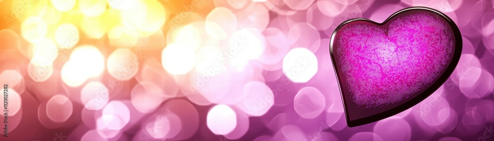 Poster ai-enhanced mobile app interface demonstration with glowing heart design in a vibrant setting
