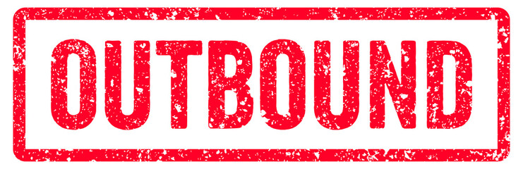 Outbound Stamp Transparent Seal, Red Grunge Outbound Word Rubber Stamp Seal