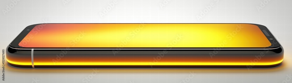 Poster ai-enhanced mobile phone display at modern tech expo digital showcase futuristic environment close-u