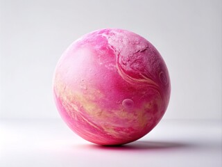 Fototapeta premium Whimsical Isolated Pink Planet on Clean White Background, Evoking Imagination and Creativity, Perfect for Artistic and Dreamy Concepts in Stock Photography