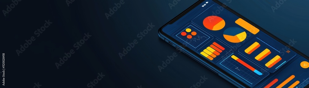 Poster ai-enhanced mobile analytics dashboard display digital technology modern design user perspective