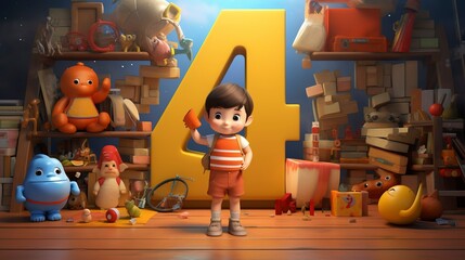 A photo of a 3D character helping kids with alphabet