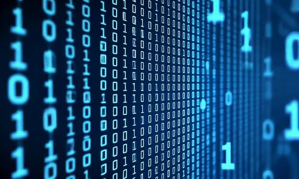 The image features a digital representation of binary code, symbolizing data processing and technology, with a blue color scheme that conveys a sense of modernity and innovation.