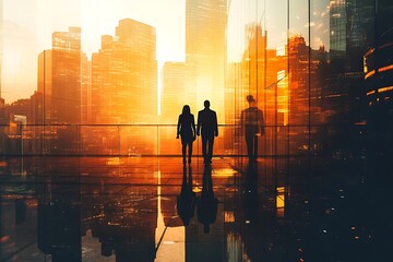 Business Growth in Modern City at Sunset