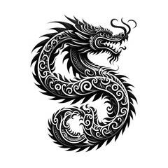 AI Generate of Dragon Shape in Samoan Art style isolated in white