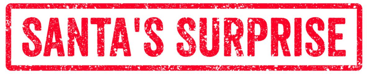 Santa's Surprise Stamp Transparent Seal, Red Grunge Santa's Surprise Word Rubber Stamp Seal