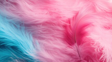 An inspiring abstraction of soft pink and blue feathers, gracefully blending together to express harmonic beauty and tranquil feelings evoking serenity and creativity.