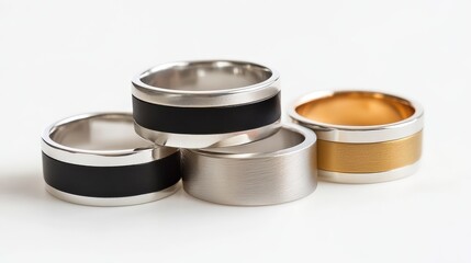 Three Stylish Metal Rings Stacked Together