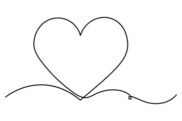 Fototapeta premium Heart continuous one line art drawing of heart hand drawn vector illustration