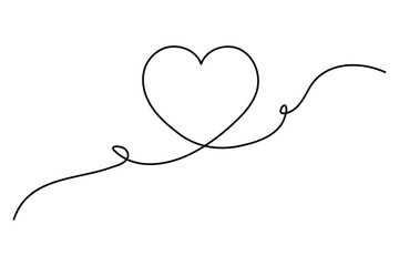 Heart continuous one line art drawing of heart hand drawn vector illustration

