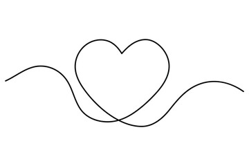 Heart continuous one line art drawing of heart hand drawn vector illustration

