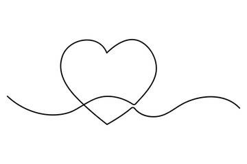 Heart continuous one line art drawing of heart hand drawn vector illustration

