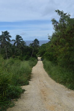 The turquoise blue Pacific Ocean and green lush island landscapes of Polynesian Tonga