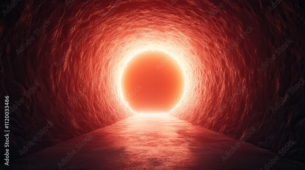 Poster a glowing orb illuminates a dark tunnel, creating a surreal and otherworldly atmosphere that evokes 