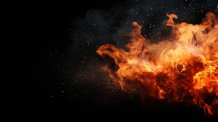 A vivid depiction of a fiery eruption against a dark web background, capturing the raw energy, chaos, and transformative power of fire as a primal force.