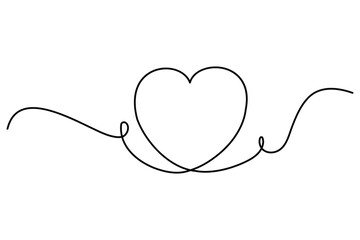 Heart continuous one line art drawing of heart hand drawn vector illustration

