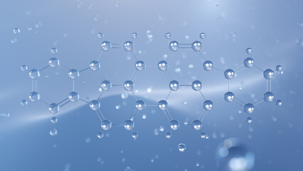 diindenoperylene molecular structure, 3d model molecule, hydrocarbon, structural chemical formula view from a microscope