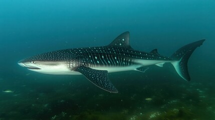 Fototapeta premium Whale shark swimming in ocean.