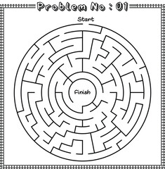 Maze Game Coloring Pages vector Illustration, A Fun Challenge for All Master Minds Problem No. 1