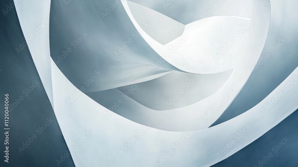 Poster smooth geometric , undulating white waves create a mesmerizing abstract background, evoking a sense 