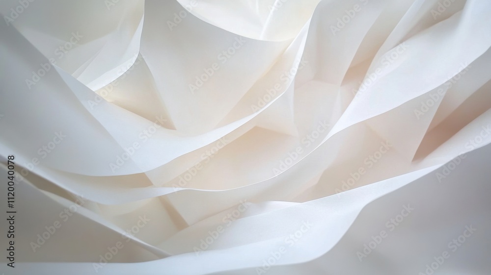 Poster smooth geometric , undulating white waves create a mesmerizing abstract background, evoking a sense 