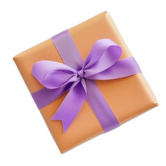 Charming Pastel Orange Gift Box Tied with a Lavender Ribbon Perfect for Special Occasions and Celebrations, Ideal for Birthdays, Holidays, and Festive Events