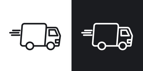 Fast shipping delivery truck icons. vector set in black colors