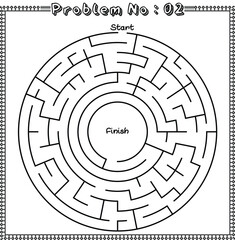 Maze Game Coloring Pages vector Illustration, A Fun Challenge for All Master Minds Problem No. 2