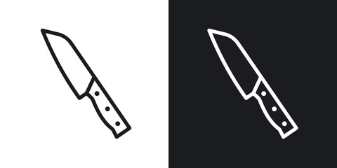 Kitchen knife icons. vector set in black colors