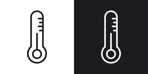 Thermometer icons. vector set in black colors