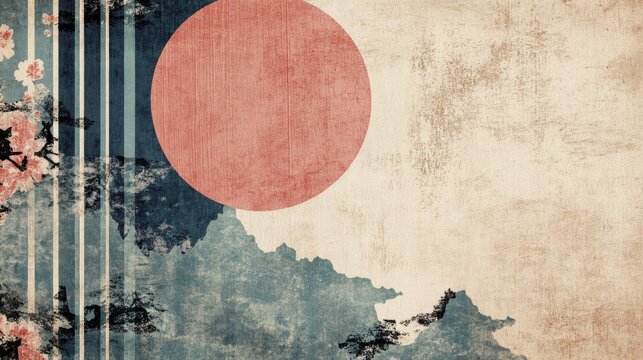 A vintage look for the South Korean flag, with traditional hanbok patterns and muted colors