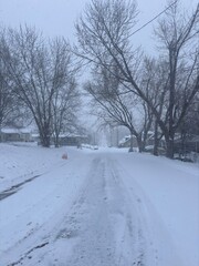 Winter street in town