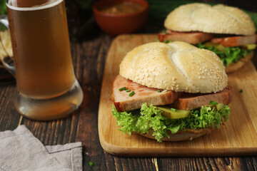 Leberkaessemmel sandwich - traditional fast food snack in Germany