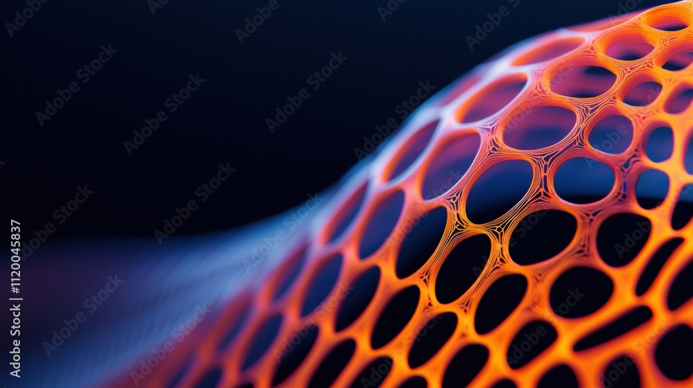 Poster microscopic view of innovative synthetic cell structure with abstract design elements