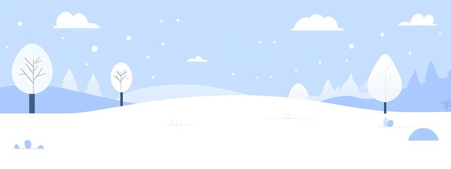 White snow background with small white Christmas trees, simple vector art