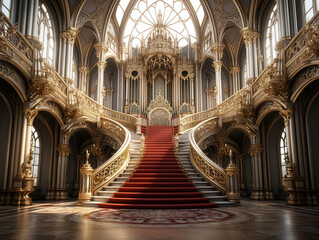 Obraz premium Premium Vampire staircase to the dark locations of medieval cathedral