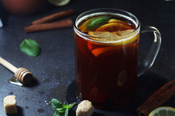 Black tea with lemon and honey