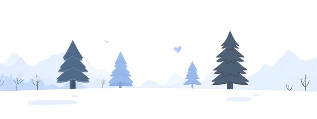 Obraz premium White snow background with small white Christmas trees, simple vector art