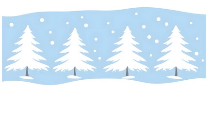 White snow background with small white Christmas trees, simple vector art
