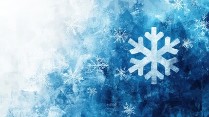 A clean and modern depiction of the Finnish flag with icy blue tones and snowflakes 