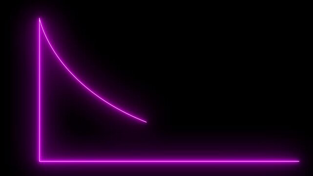 A neon down business graph icon displays a glowing, downward-sloping line or bar chart, symbolizing decline, loss, or negative trends. The vibrant neon effect adds a modern, striking, and dynamic .