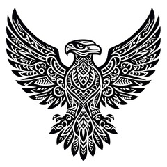 Obraz premium AI Generate of Eagle or Hawk Shape in Samoan Art style isolated in white