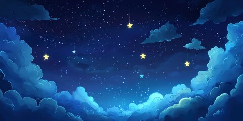 Fototapeta premium Night Sky Cloudscape With Dangling Stars