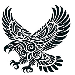 Obraz premium AI Generate of Eagle or Hawk Shape in Samoan Art style isolated in white