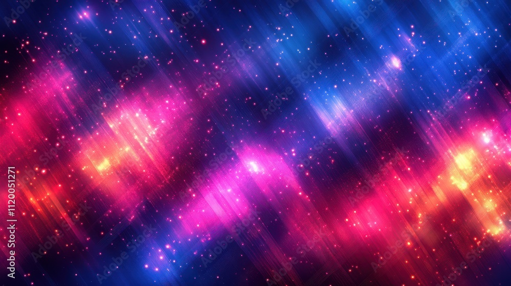 Aufkleber vibrant cosmic background with stars and light rays in multicolored design