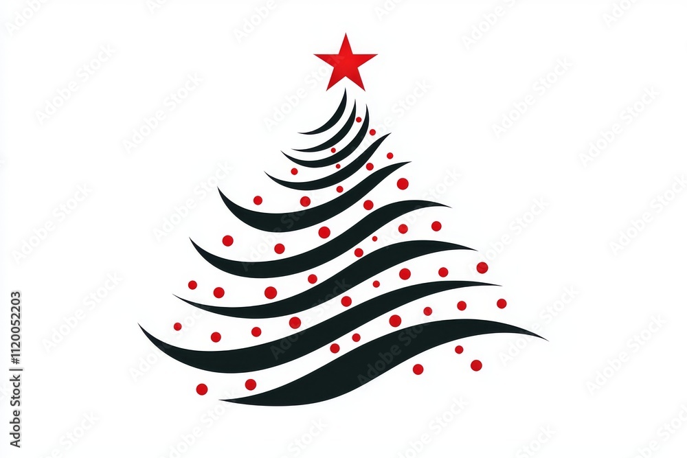 Aufkleber a line art illustration of a new year tree in a continuous line style, featuring a christmas tree ad